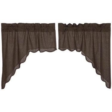 Kettle Grove Plaid Swag Scalloped Set of 2 36x36x16 VHC Brands - The Fox Decor